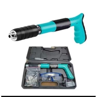 Imagem de Kit Pistola de Fixação Finca Pino Ação Direta com 10 Pinos Óculos Proteção Maleta
