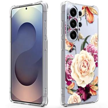 Imagem de Osophter Capa para Samsung Galaxy S26 Ultra: Capa de telefone de borracha TPU flexível floral floral para Samsung Galaxy S26 Ultra(flor roxa)