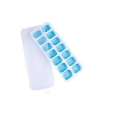 Imagem de Kit com 4 Formas de Gelo Cubo com Tampa Rígida Flexível Fundo Silicone.