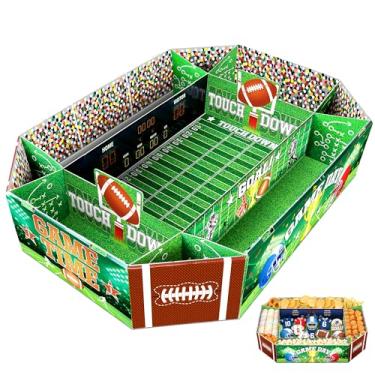 Imagem de Kit de suprimentos de festa de futebol – Bandeja grande de 60 x 43 cm para estádio de lanche e pratos de papelão, decorações de festa de futebol multifuncional para Superbowl 2026, dia de jogo