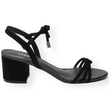 Imagem de Sandália Salto Bloco Nobuck Amarração Nó Arezzo Feminino Preta-Feminino