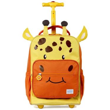 Imagem de Mochila Escolar Infantil com Rodinhas 32cm TWISE Girafa para Crianças, Amarela