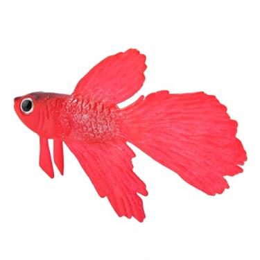 Imagem de Naroote Ornamento de Tanque de Peixes de Silicone Pequeno Decoração de Alta Simulação para Aquário Azul Peixinho (Peixe betta vermelho nº 1)