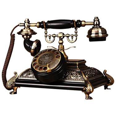Imagem de UWEREBFM Telefone antigo estilo europeu para casa retrô moda criativa telefone antigo madeira maciça polido à mão qualidade de som transparente