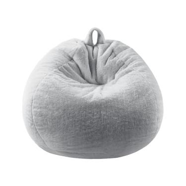 Imagem de Capa para cadeira de pufe confortável de pele sintética (sem enchimento), organizador de armazenamento de animais de pelúcia para brinquedo de pelúcia saco de feijão macio para crianças adolescentes