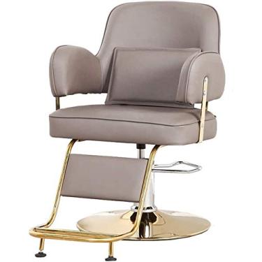 Imagem de pcagfaajmh Cadeira de barbeiro hidráulica, cadeira de salão de estilo larga giratória de 360 graus com descanso para os pés (Cor: Cinza 2) (Cinza 2)