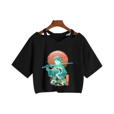 Imagem de Camiseta Feminina Demon Slayer Nezuko Kimetsu No Yaiba Cropped Tanjiro