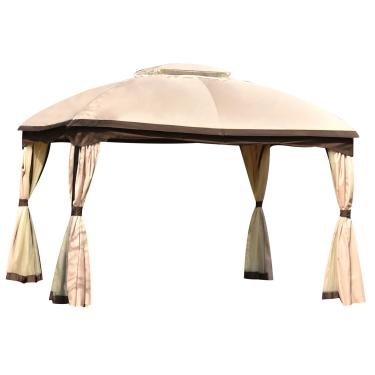 Imagem de Gazebo Dossel macio superior externo pátio tenda gazebo jardim abrigo telhado duplo exterior churrasco gazebo tenda com rede para o seu quintal, pátio, jardim, exterior ou festa