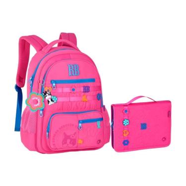 Imagem de Kit Mochila De Costas E Estojo Rosa 17,5 Rebecca Bonbon