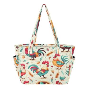 Imagem de Burbuja Sacola feminina fofa com galos, bolsa de mão acolchoada leve para laptop, para viagem, escola, trabalho, academia