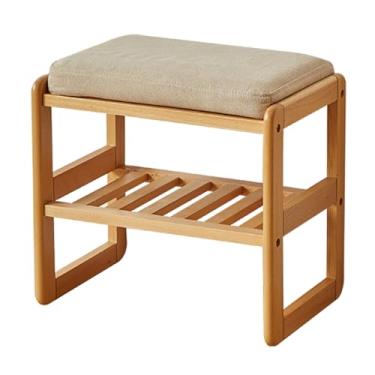 Imagem de Organizador de entrada de banco de sapatos de madeira – rack de armazenamento de 2 camadas para corredor e sala de estar, design robusto de suporte de carga, sapateira de estilo simples para sapatos e