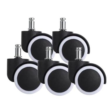 Imagem de Rodas para cadeira de escritório de 5 cm para serviço pesado – Pacote com 5 rodas giratórias de substituição para mobilidade suave, rodízios brancos duráveis para móveis de casa e escritório