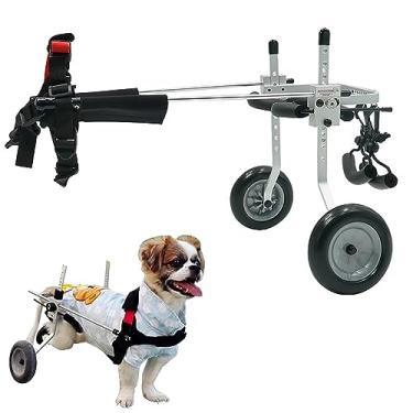 Imagem de Cadeira de rodas para cães médios/pequenos, andador assistido com pernas traseiras paralisadas para animais de estimação, suportes de perna de cachorro ajustáveis com pneus acolchoados, carrinho de