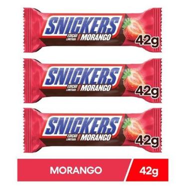 Imagem de Kit 3 Unidades Chocolate Snickers Morango 42g Mars