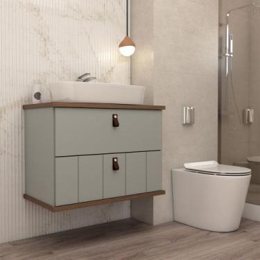 Imagem de Armário de Banheiro Sierra 80cm 1 Porta e 1 Gaveta 100% Mdf Pistache/F