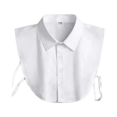 Imagem de Blusa Feminina Com Gola Falsa Destacável, Camisa Lisa Branca E Preta -