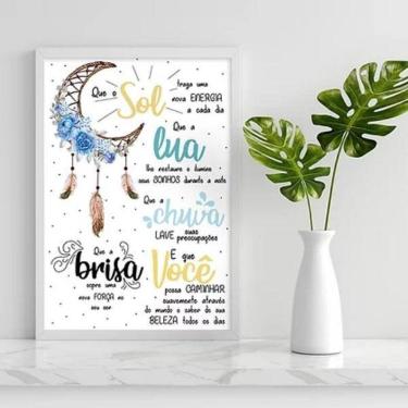 Imagem de Quadro Decorativo Oração Apache 60X40Cm - Madeira Branca