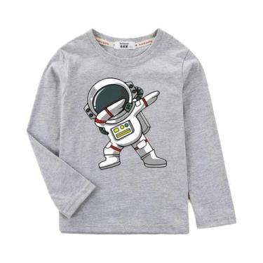 Imagem de Camiseta Infantil De Algodão Com Desenho De Astronauta, Manga Comprida