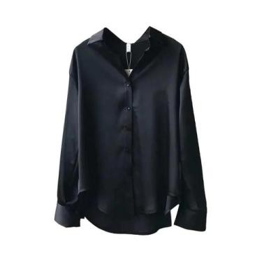 Imagem de Blusa Casual Feminina De Manga Longa Para Primavera E Outono Com Gola 