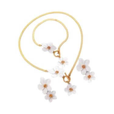 Imagem de Tornozeleira Feminina Boêmia Com Pingente De Flor Branca E Amarela Par