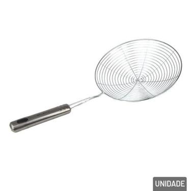 Imagem de Escumadeira aço inox grande 37 cm fritura pastel batata - yins home