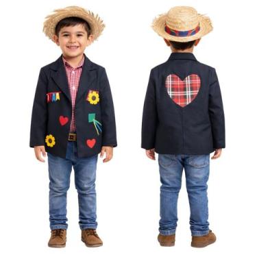 Imagem de Fantasia Paletó Junino Infantil - - Mundo Encantado Fantasias, Preto, 