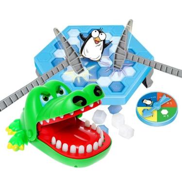 Imagem de Kit de Jogos Brinquedo Infantil Crocodilo Morde Dedo Pula Pirata Quebra Gelo do Pinguim...