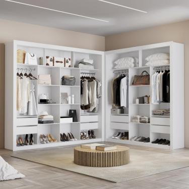 Imagem de Closet Modulado 8 Gavetas Mdf Branco Amoudi Móveis Branco