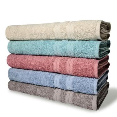 Imagem de Kit 5 Toalhas de Banho Itália Soft 100% Algodão 430G-M2 Macias e Absorventes Liso-Sólido