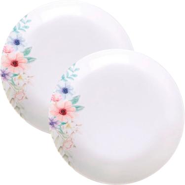 Imagem de Kit Conjunto de Pratos Fundos Floratta 10 Peças Porcelana com Baixo Relevo para Sopa 10...