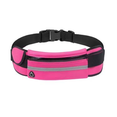 Imagem de Pochete Esportiva Slim Porta Garrafa de Água e Celular Impermeável com Faixa Refletiva Rosa OEM