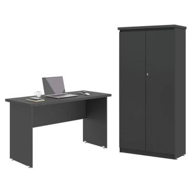 Imagem de Mesa De Escritorio Com Armário 2 Portas Pampulha Preto Onix