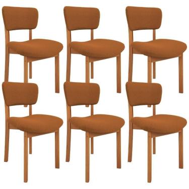 Imagem de Kit 06 Cadeiras Para Sala De Jantar Cozinha Living Estofada Dara L02 Bouclê Terracota - Lyam Decor