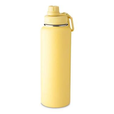 Imagem de Garrafa Térmica Inox 1 e 2L com Alça Parede Dupla para Bebidas Quentes Ou Frias Amarelo...