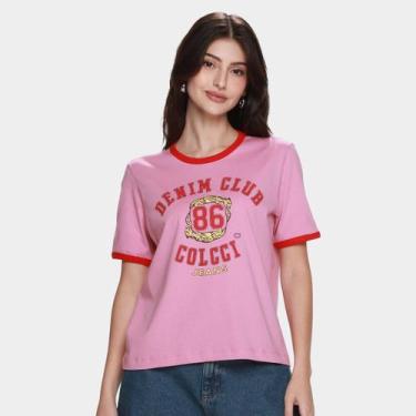 Imagem de Camiseta Colcci Jeans Casual Feminina, Rosa, Vermelho, G
