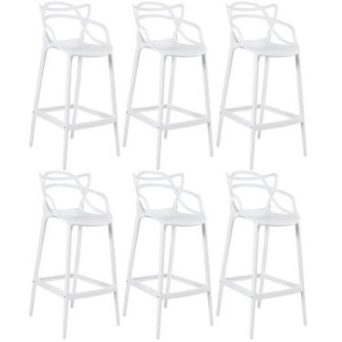 Imagem de Kit 6 Banquetas Laráz Master Allegra 76 cm - Branco - Laraz