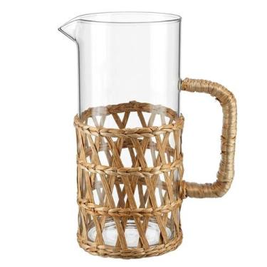 Imagem de Jarra de Vidro Rattan Palha Tropical Natural 1,5 Litro - Wincy
