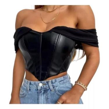 Imagem de N-G0902-Top Cropped Blusa Feminina Corset Festa Junina Palhetas Luxo -