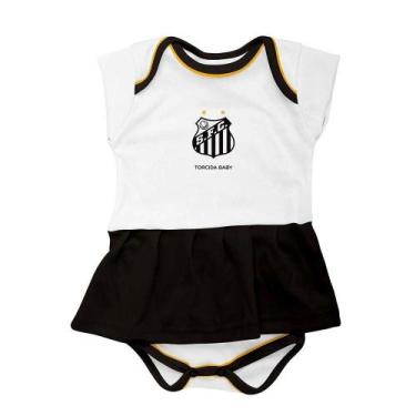 Imagem de Body Vestido Santos Infantil - Torcida Baby, Tam 2, Branco, Preto