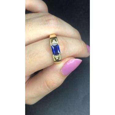 Imagem de Anel de formatura masculino em ouro 18k - Brilhante e ouro 
