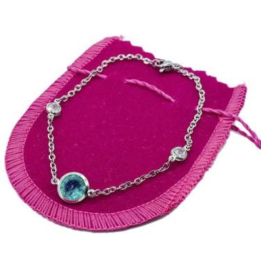 Imagem de Pulseira Bracelete Feminina Pedra Verde Aço Inox Prata - Papillon Semi