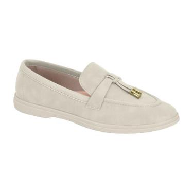 Imagem de Sapato Mocassim Moleca Feminino Loafer Slip On Original, Branco off, 3