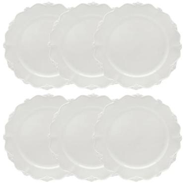Imagem de Conjunto 6 Pratos de Sobremesa Fancy Branco em Porcelana 20cm Wolff