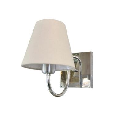 Imagem de Arandela Parede prata cúpula tecido Creme base quadrada - Lumilife Ilu