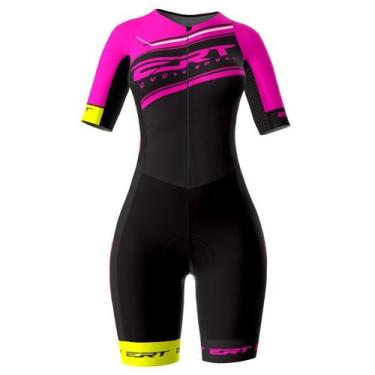 Imagem de Macaquinho de ciclismo feminino Elite ERT Team forro em gel, Preto, Ro