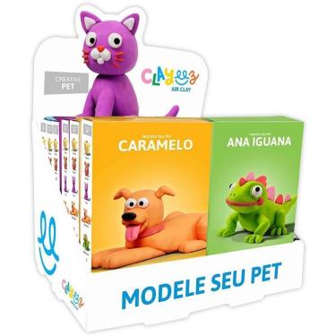 Imagem de Kit Massa para Modelar Clayeez Creative Pets Air Clay 38g Display com 12 Unidades Doce Brinquedo