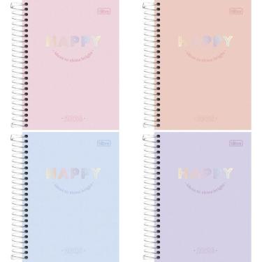 Imagem de Agenda 2026 Tilibra Happy Espiralada Capa Dura 176 Folhas 117x164MM Kit com 5 Sortidas