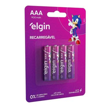 Imagem de Pilha Recarregável Elgin AAA 1000mAh Ni-MH 1,2V com 4 Unidades Blister