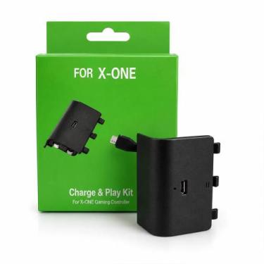Imagem de Bateria e Cabo Carregador Compatível com Controle X Box One Charge Pla