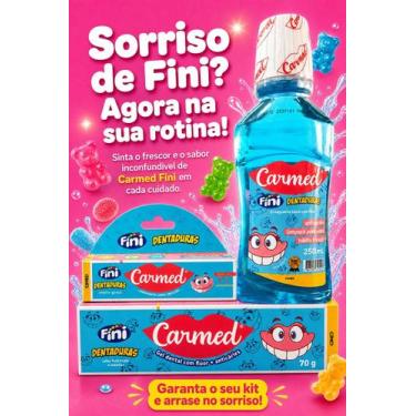 Imagem de Kit Carmed Dentaduras Fini  Hidratante Labial, Enxaguante Bucal e Gel 